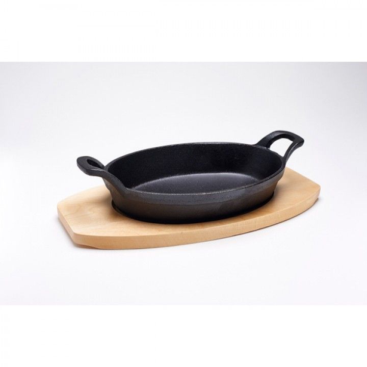 Frigideira Ferro Oval 21x15 C/Base Madeira 7114