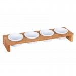Bamboo Stands+4 ramequines white wood 34X9X4.2CM B947074