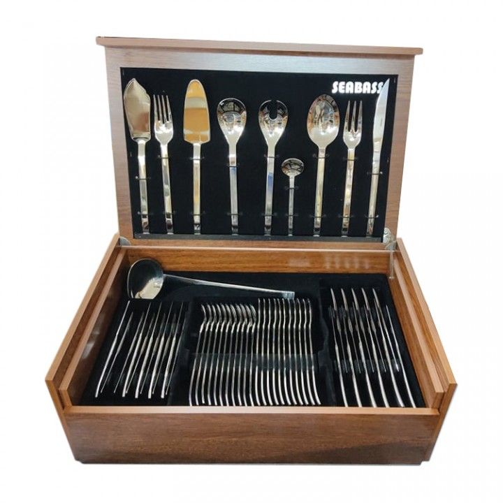 130-piece cutlery set with wooden case Gemini
