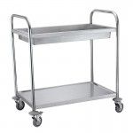 Cart w/ 2 stainless steel shelves w/ container 86X53.5x93cm