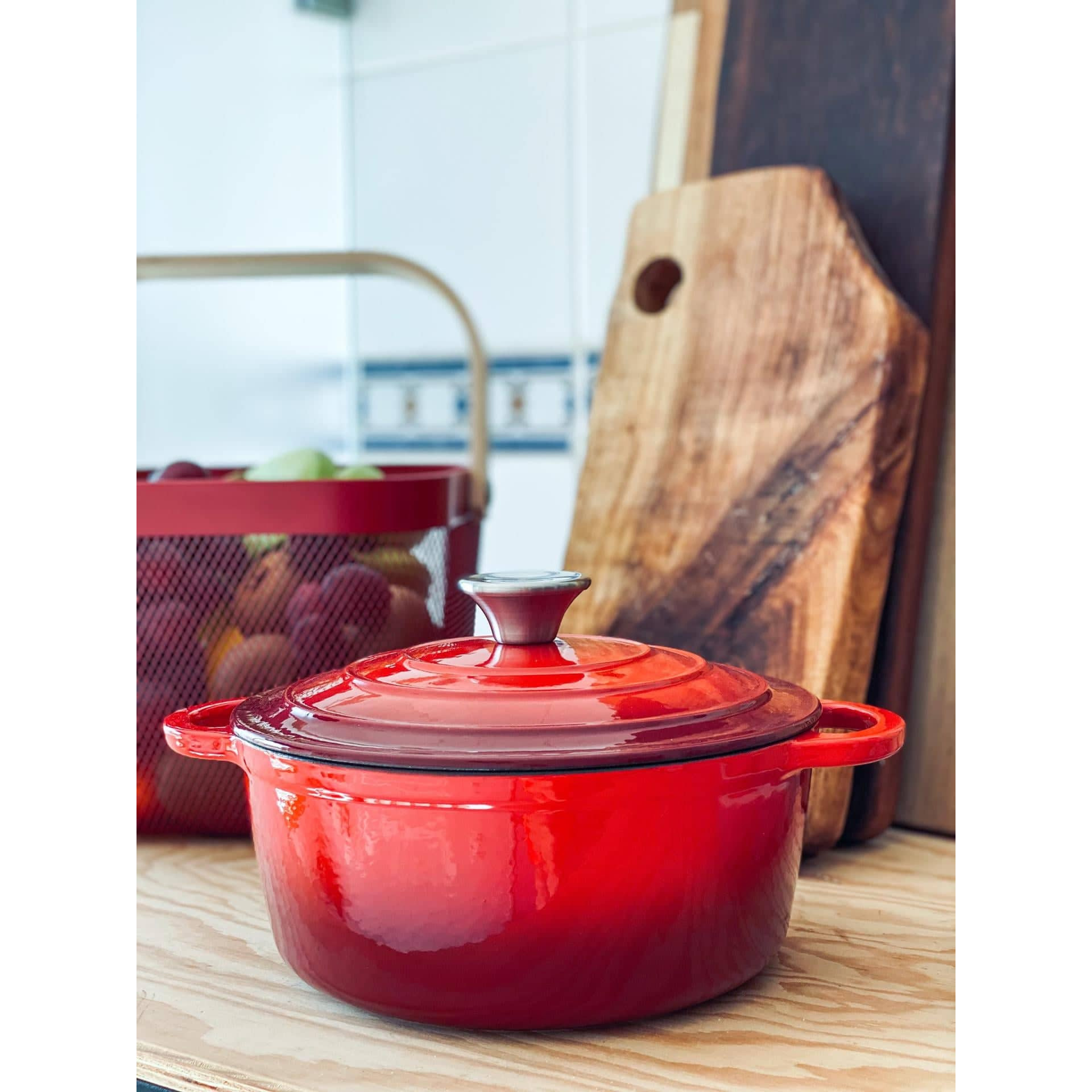 Caçarola Ferro Fundido 24cm 3.5L Vermelha