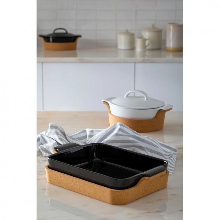 Assadeira Rect C/Asas Base Cortica 39cm Pt Ensemble