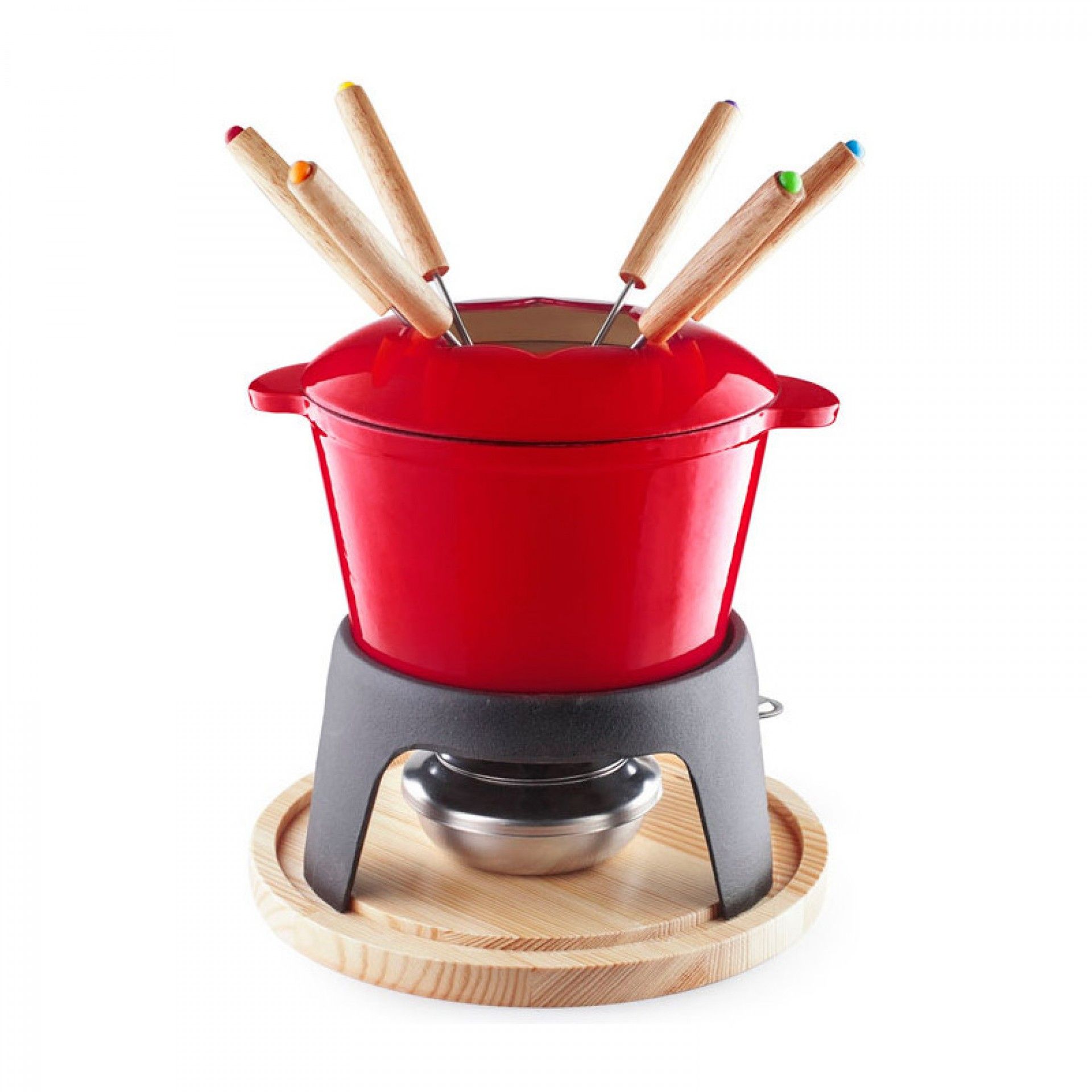 Fondue Ferro Verm C/6 Garfos Base Mad 71711
