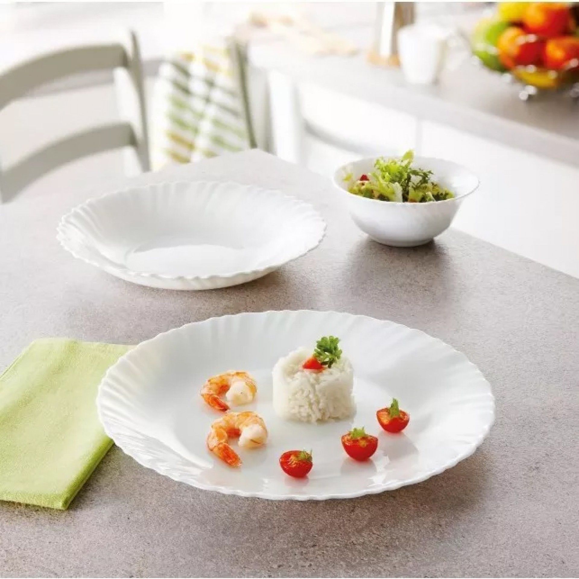 Prato Sopa 23cm Feston Branco