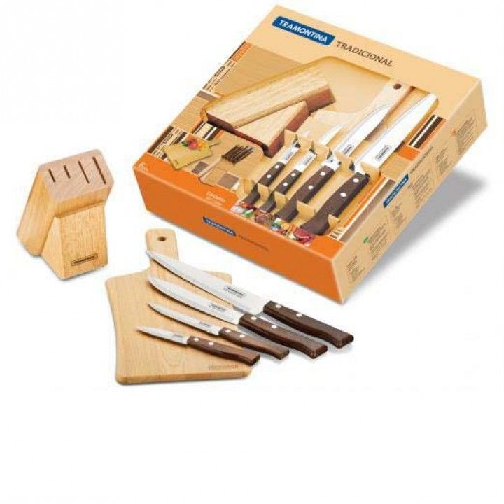 BLOCO 4 Facas Inox + TABUA Tradicional 22299/038