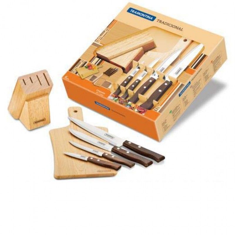 BLOCO 4 Facas Inox + TABUA Tradicional 22299/038