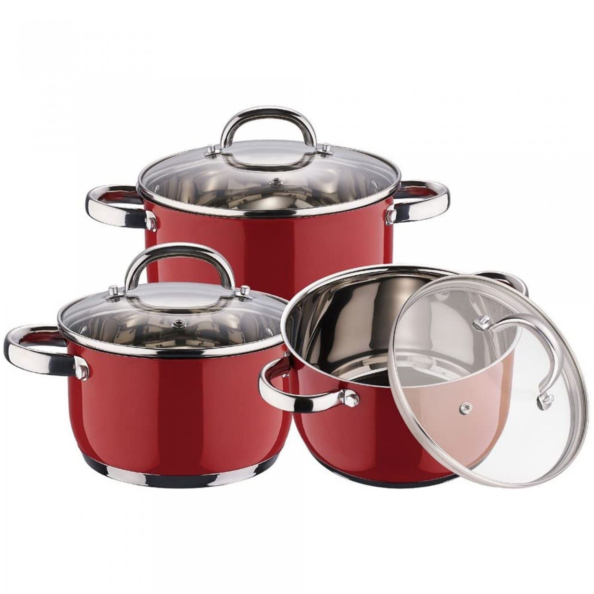 Trem cozinha 6 peças inox vermelho