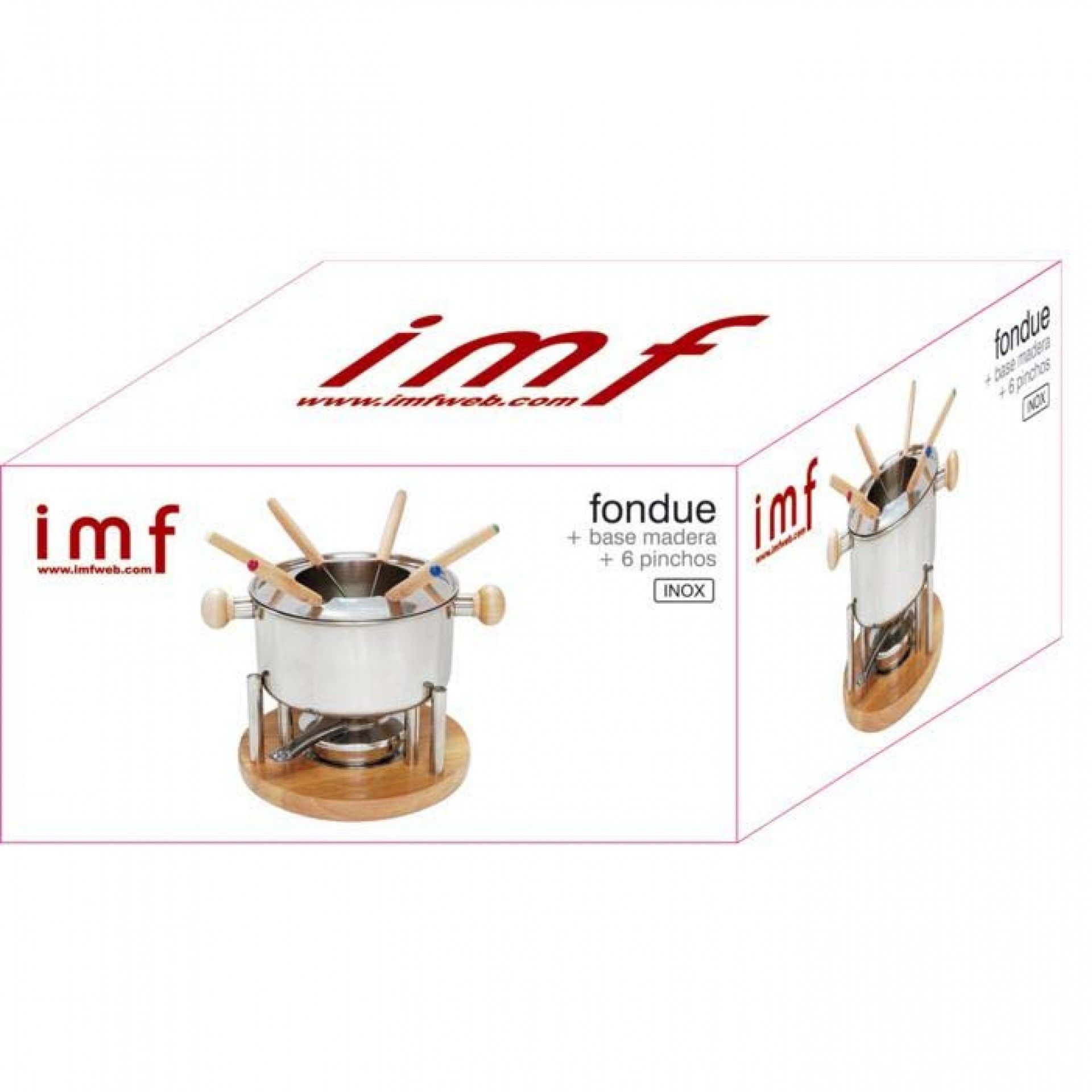 Fondue Inox com base madeira para 6 pessoas