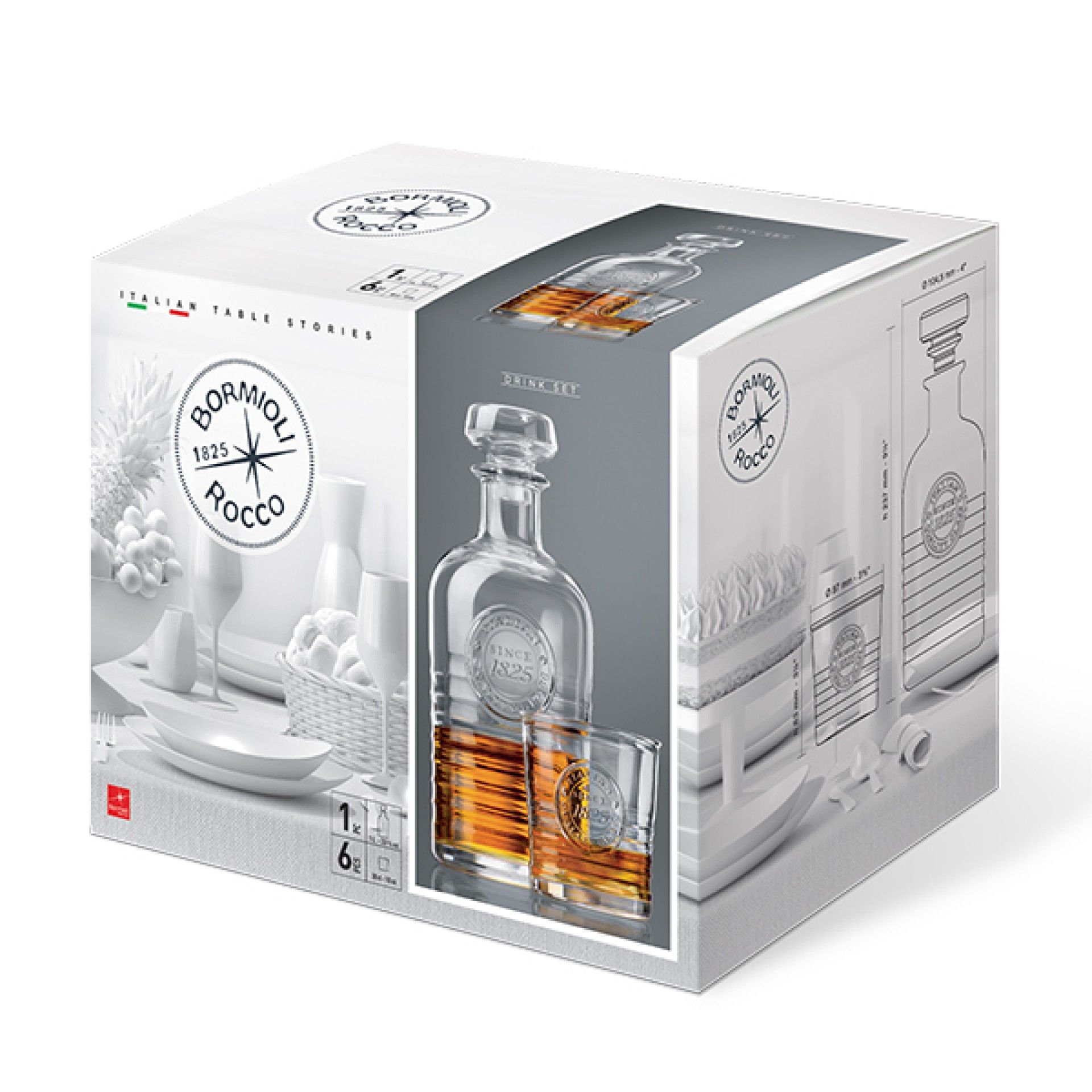 Conjunto Spirits 7 Peças Garrafa e copos Officina 1825