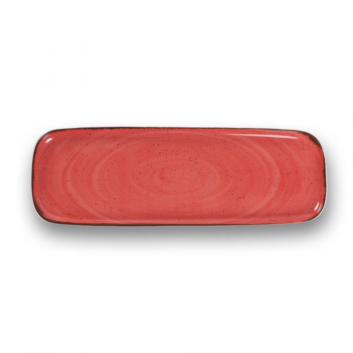 Prato Rectangular 37x13cm Rustico Vermelho In Prato Rectangular 37x13cm Rustico Vermelho In