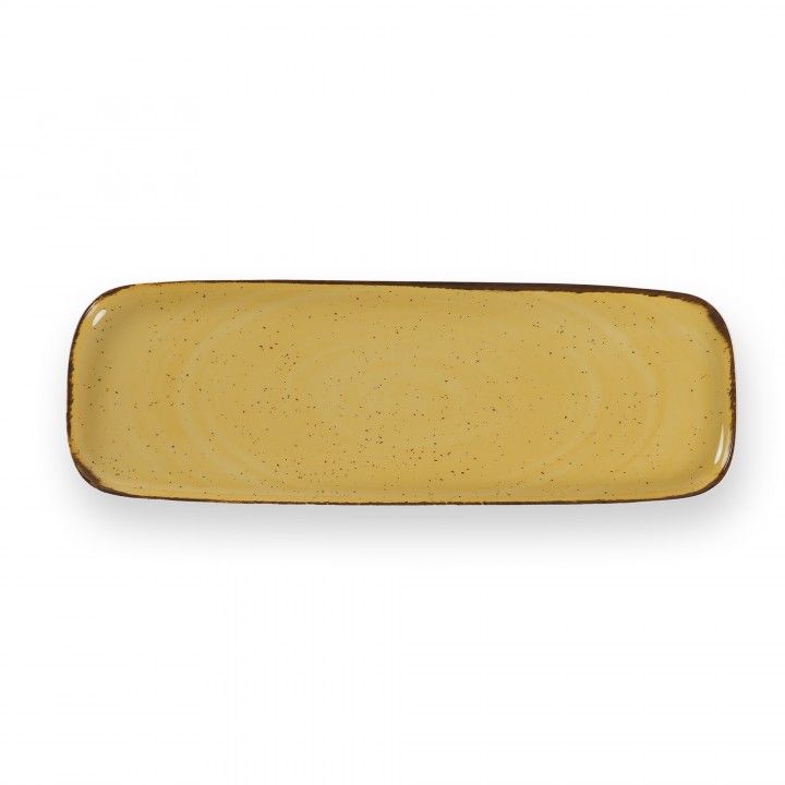 Prato Rectangular 37x13cm Rustico Amarelo In Prato Rectangular 37x13cm Rustico Amarelo In