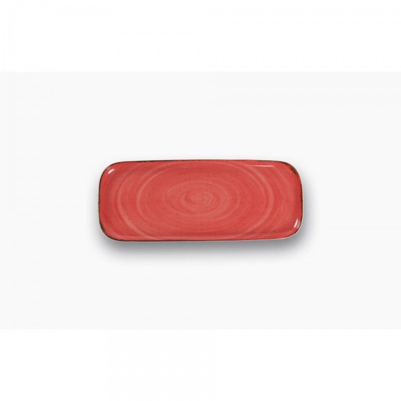 Prato Rect. 31x13cm Rustico Vermelho In
