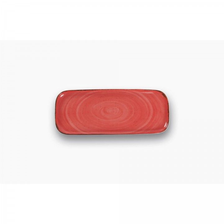 Prato Rect. 31x13cm Rustico Vermelho In