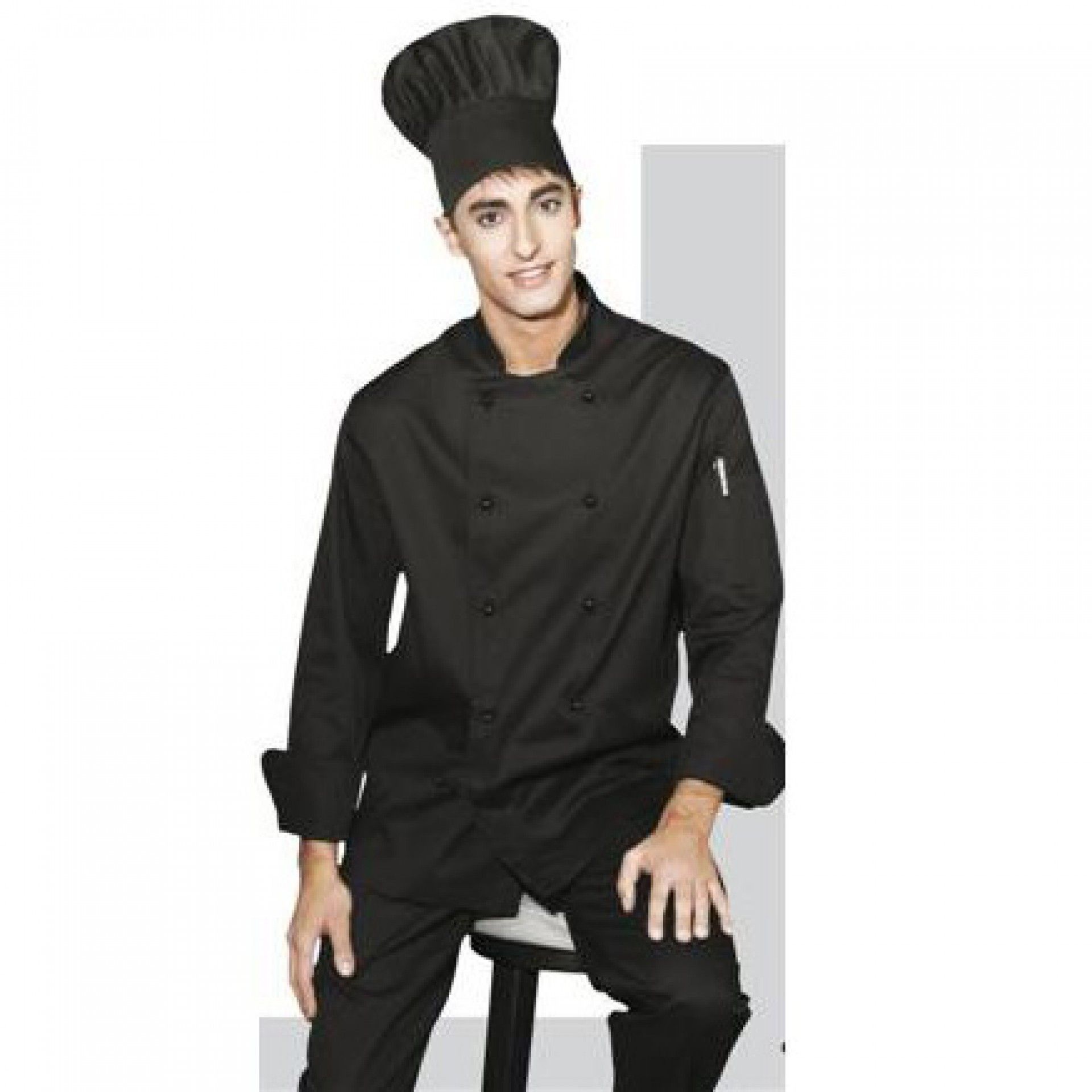 Jaleca Preta com Botao 65%35% M Cc27c125