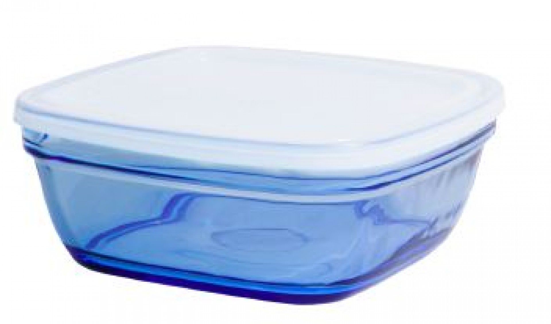 Saladeira Quadrada 17cm Azul C/Tampa