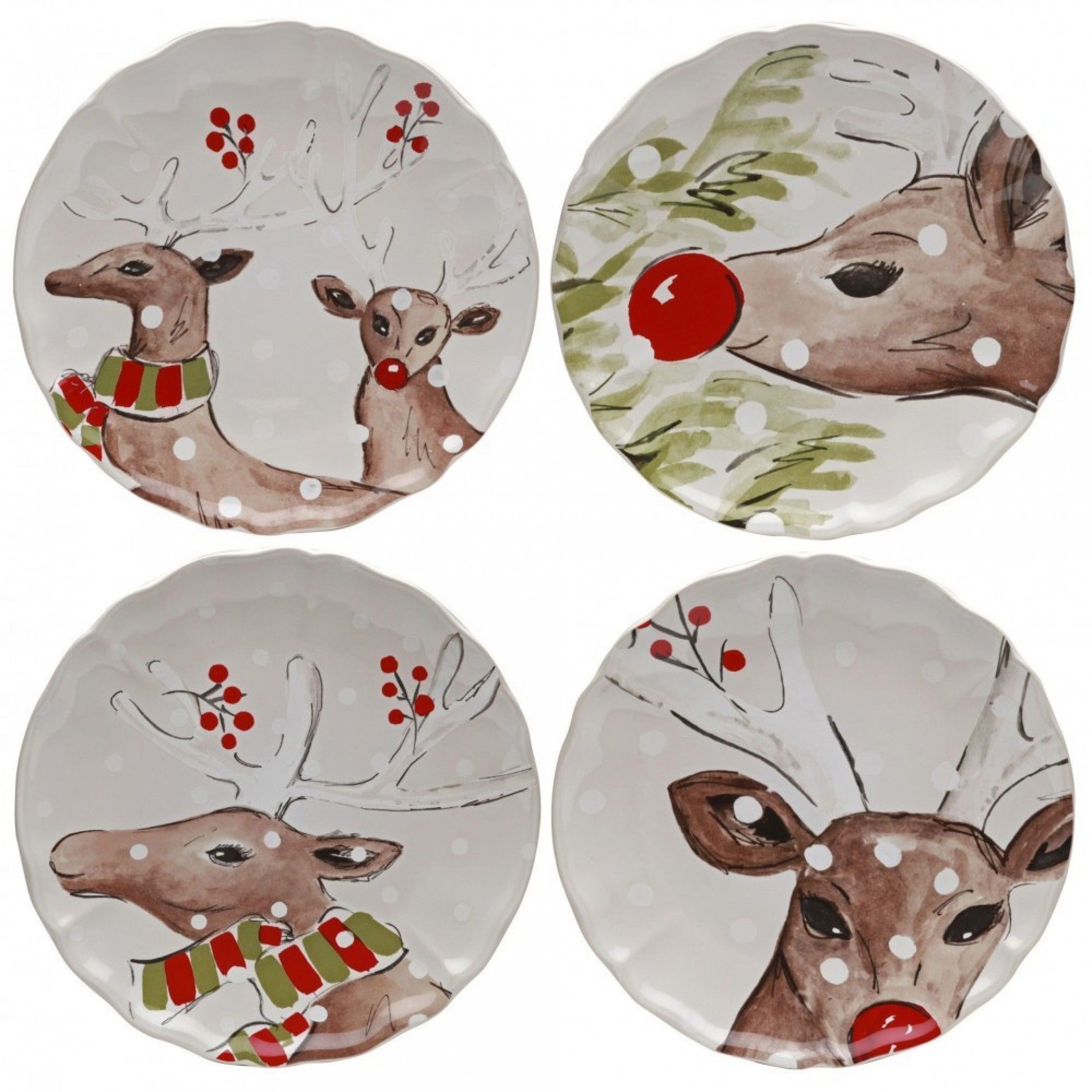 Conj. 4 Pratos Rasos 27cm Deer Friends Br