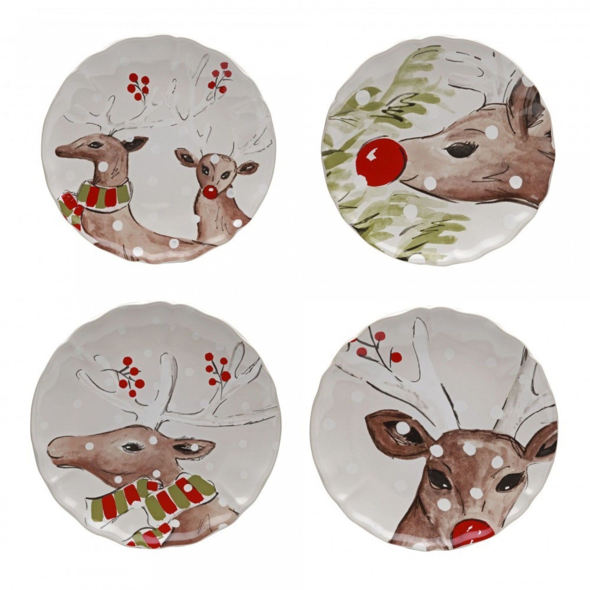 Conj. 4 Pratos S/Mesa 21cm Deer Friends Br