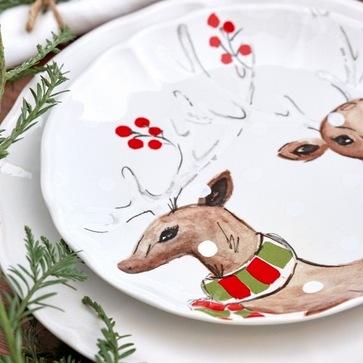 Conj. 4 Pratos S/Mesa 21cm Deer Friends Br
