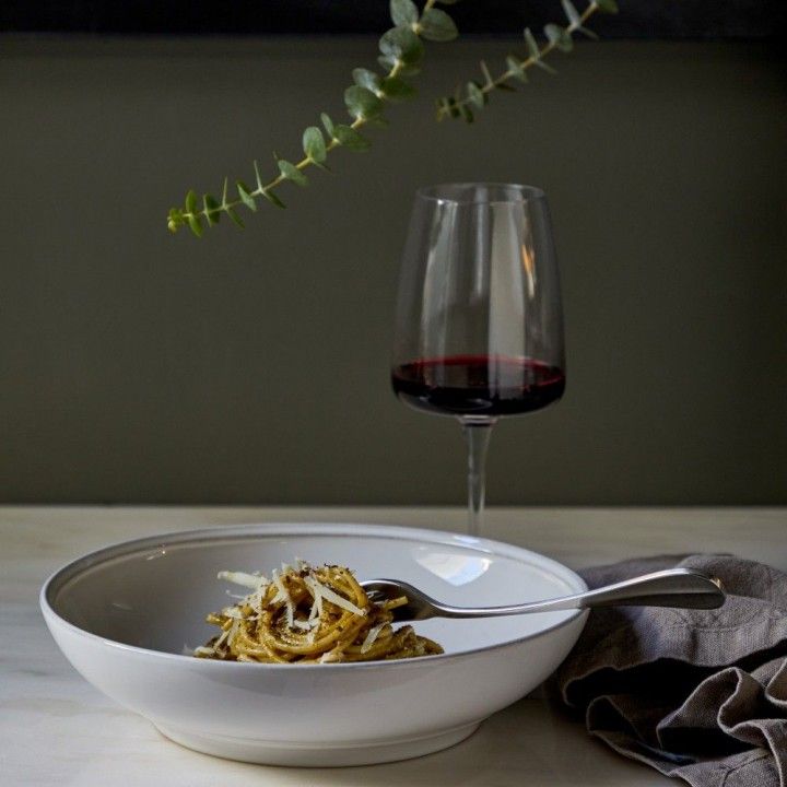 Prato Pasta 23cm Friso Branco