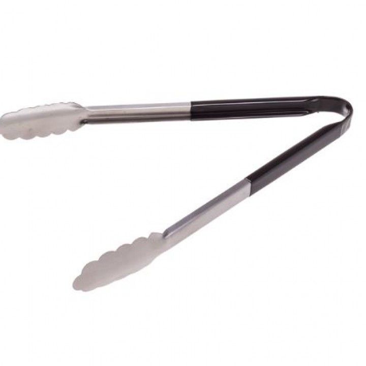 Stainless steel tong with black nylon handle Deluxe 30cm