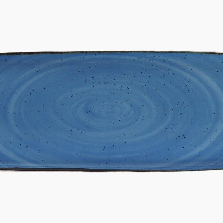Prato Rect. 31x13cm Rustico Azul In