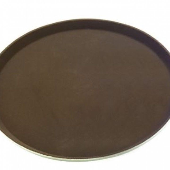 Brown round non-slip tray 40cm