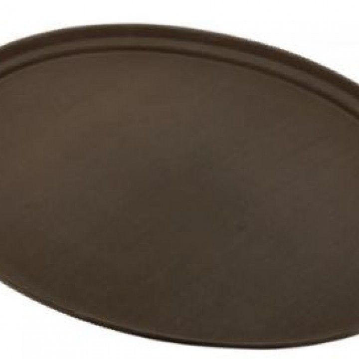 Brown oval non-slip tray 67.5x56cm