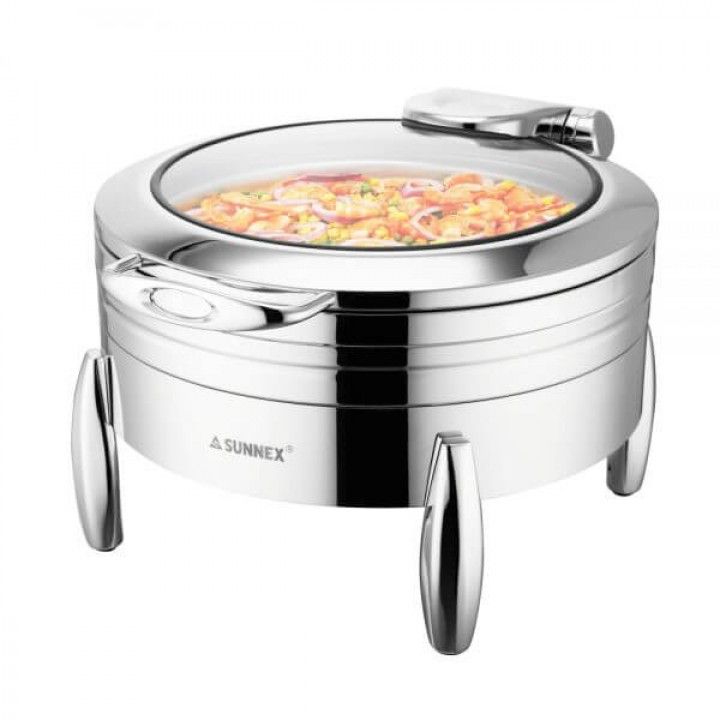 Roma round elect. chafing 36cm with glass lid 6.8L W20-3602