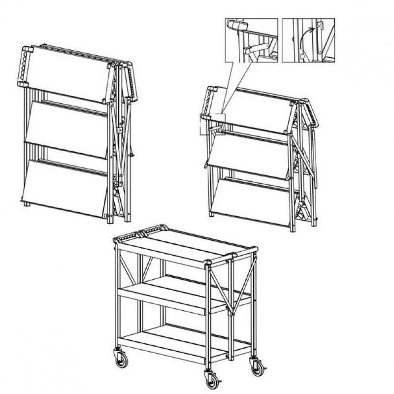 Carro 3 Prateleiras 93x51x93 Dobravel