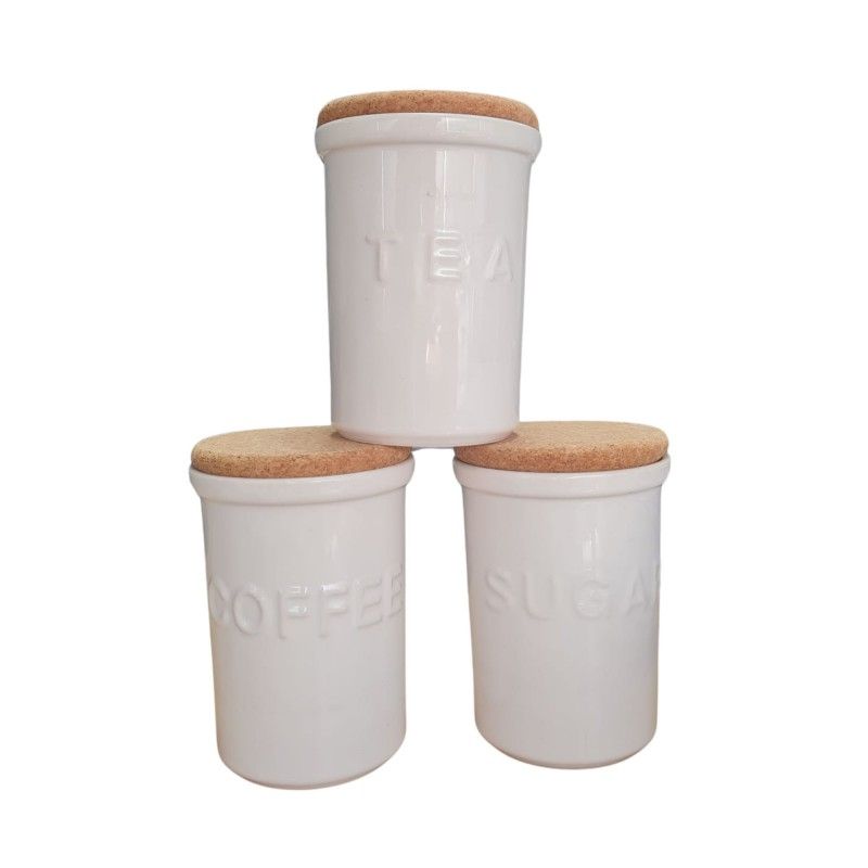 Conj. 3 Frascos Ceramica c/Tampa Cortia