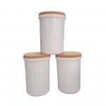 Conj. 3 Frascos Ceramica c/Tampa Cortia