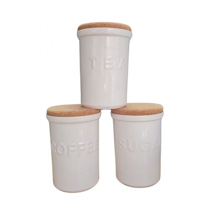 Conj. 3 Frascos Ceramica c/Tampa Cortia