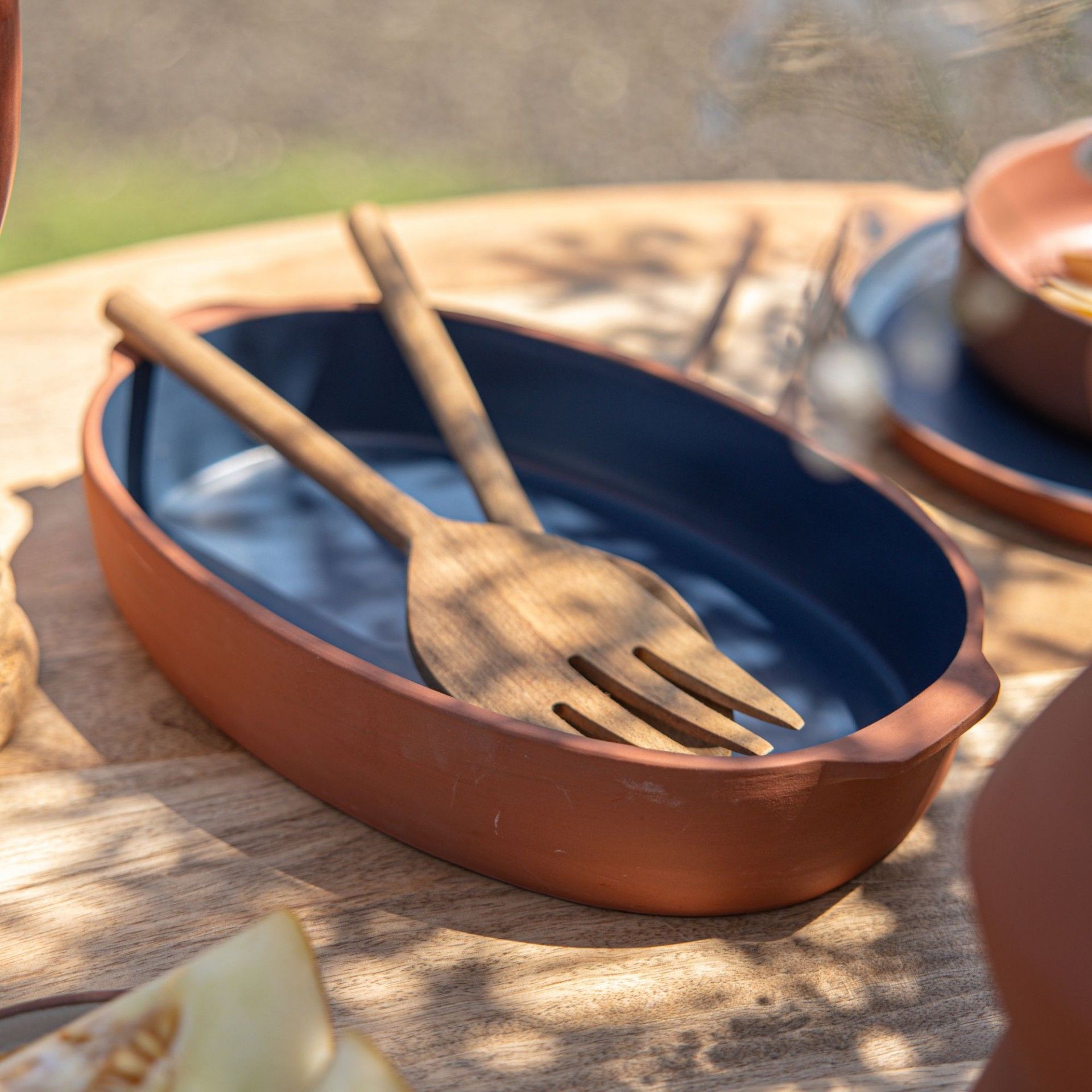 Assadeira Oval Pequena Terra Creme