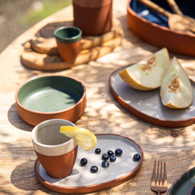 Bandeja Oval Mdia Terra Creme