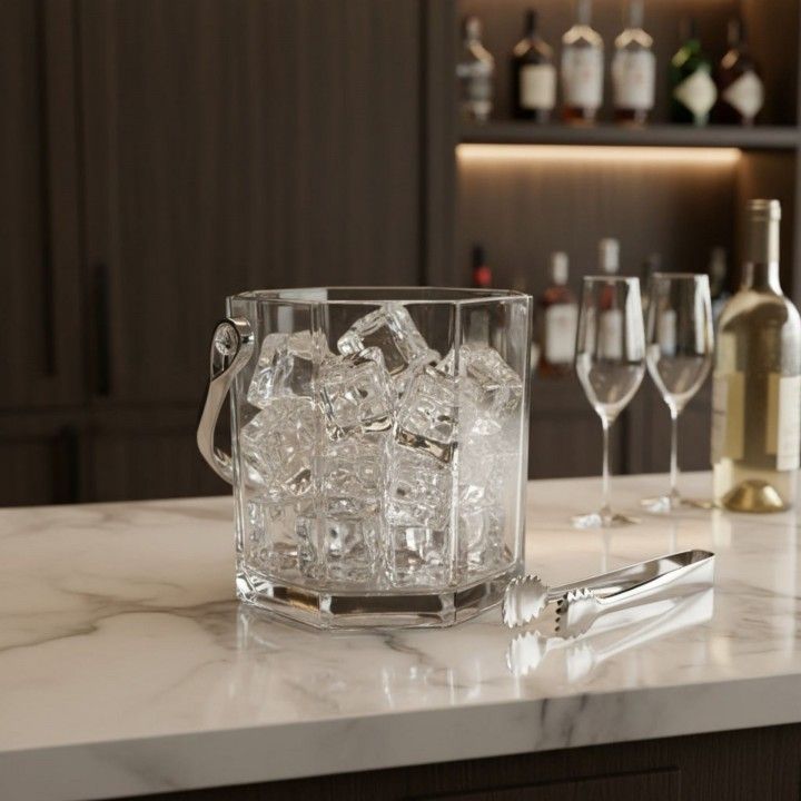 Balde Gelo de Vidro com asa inox Octime